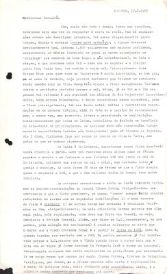 Carta de Vladimir Herzog para Tamás Szmrecsányi, 17 ago. 1967